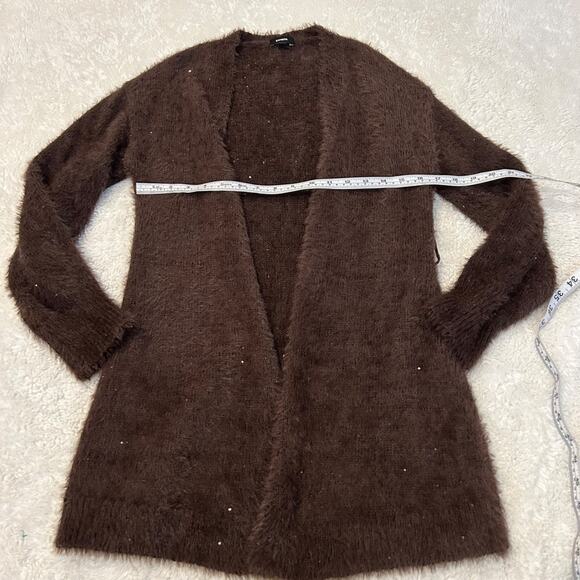 Express Womens Chocolate Brown Chic Soft Cardigan Sz Small *Missing Belt - Picture 4 of 7